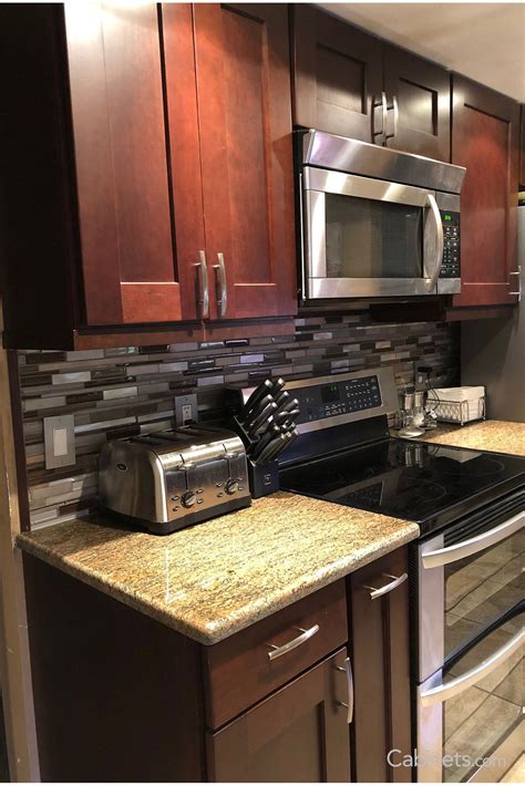 Buy solid wood kitchen cabinets and get the best deals at the lowest prices on ebay! Sleek kitchen upgrade with dark stained cherry wood ...