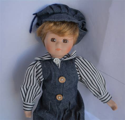 Vintage Handsome Porcelain Doll Boy Bisque German Made Blonde Doll Boy