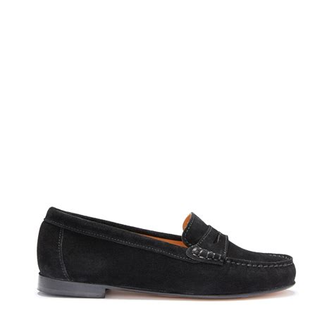 Womens Leather Sole Penny Loafers Hugs And Co