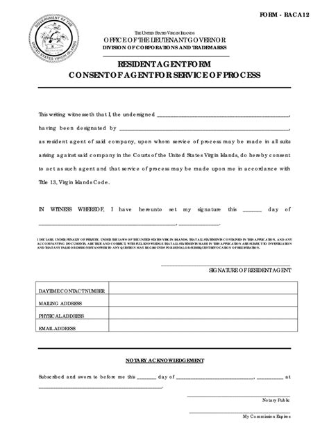Resident Agent Consent Form Usvi 2020 2022 Fill And Sign Printable