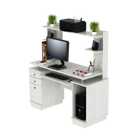 Inval Laura Computer Desk With Hutch In Washed Oak Cymax Business