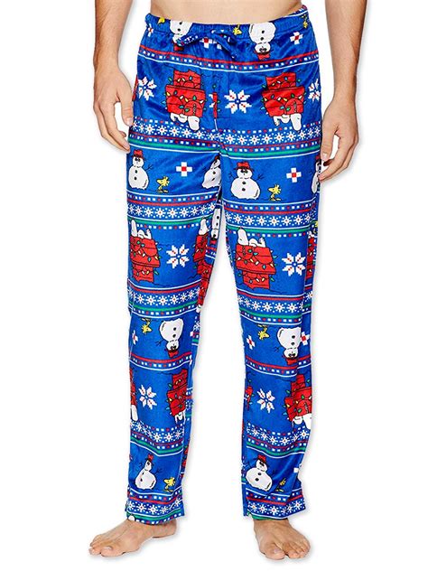 Peanuts Snoopy Woodstock Mens Fleece Holiday Christmas Pajama Pants Pn259mpt