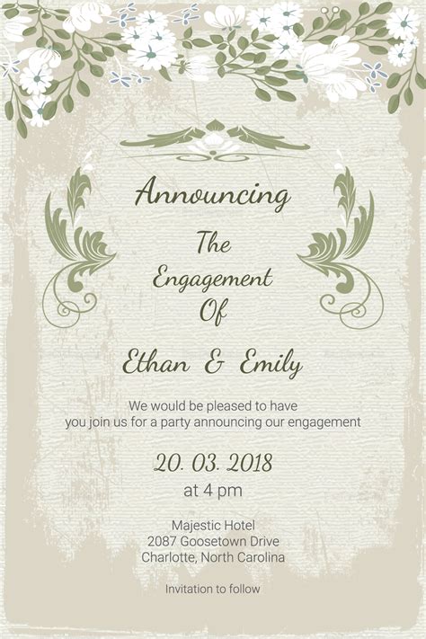 Vintage Engagement Announcement Card Template In Psd Word Publisher