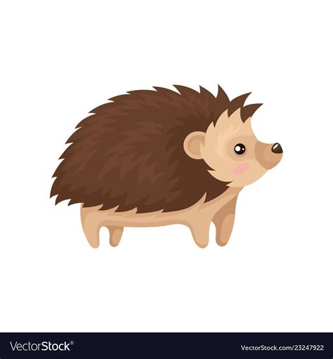 Lovely Hedgehog Prickly Animal Cartoon Character Side View Vector