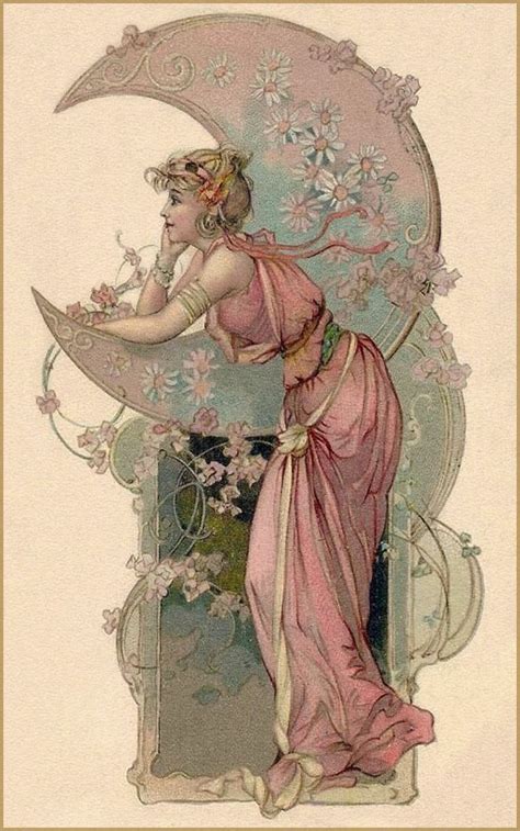 Vintage Art Nouveau Art Vintage Les Arts Art à Thème Lune