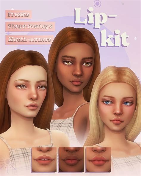 Lip Kit Presets Shape Overlays And Mouth Corners Miiko The Sims 4