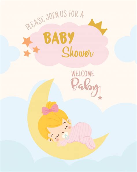 We have a lot of baby shower card templates on offer for you. Cute girl for baby shower invitation card design template | Premium Vector