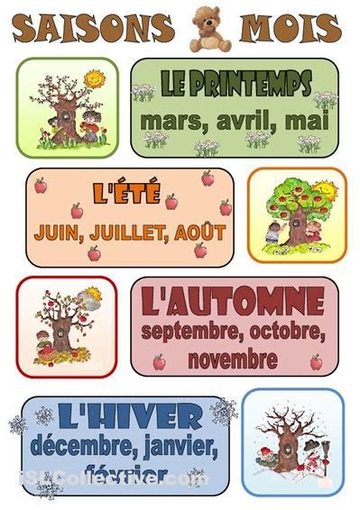 Les Saisons Et Les Mois Léducation Française Enfants Français Apprentissage De La Langue