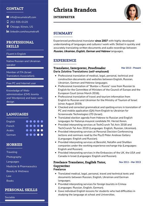 Interpreter Resume Example In 2024 Resumekraft
