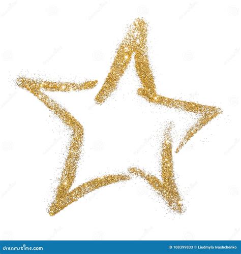 Gold Star Of Bright Gold Sparkles Shiny Star Shape Isolated On White
