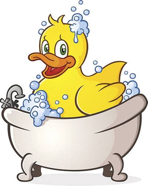 Vector Illustration Rubber Duck Bubble Bath Cartoon Stock Clip Art My