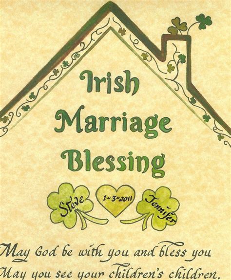 Irish Marriage Wedding Blessing For Bride And Groom With Shamrocks