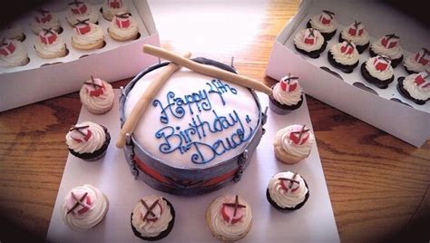 Drum Set Birthday Cake And Cupcakes Cupcake Cakes Drum Birthday