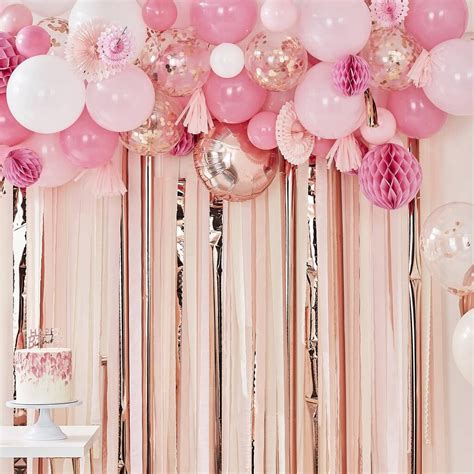 Blush And Peach Balloon And Fan Garland Party Backdrop By Ginger Ray