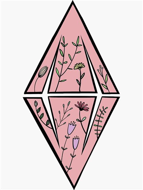 Pink Floral Sims Plumbob Sticker By Jcat6 Redbubble