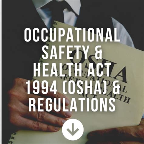 Occupational Safety And Health Act 1994 Osha And Regulations Selangor