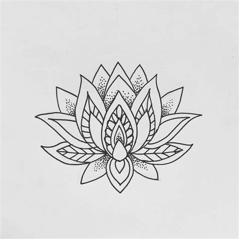 Lotus Flower Tattoo Line Drawing Perangkat Sekolah