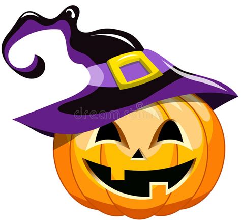 Cartoon Halloween Pumpkin Witch Hat Stock Vector