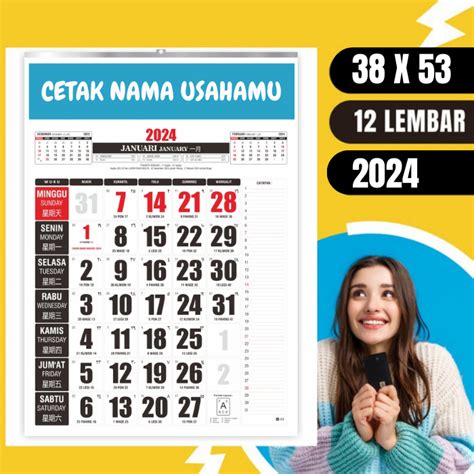 Jual Cetak Kalender Kerja Tambah Nama Usaha Ukuran 38 X 53 Cm