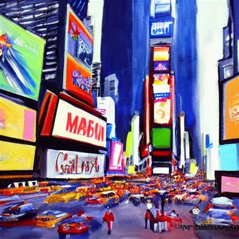 Times Square New York Painting Surreal Stable Diffusion Openart