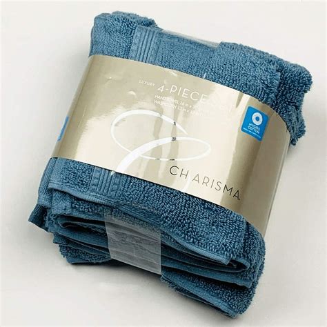 Charisma Luxury Hand Towels And Wash Cloths 4 Pack Blue