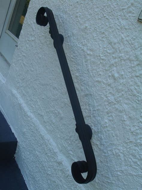 They come standard in mill finish with a black powder coat finish optional. 7 Ft. Wrought Iron Hand Rail Wall Rail Stair Step by Theironsmith | Wrought iron stair railing ...