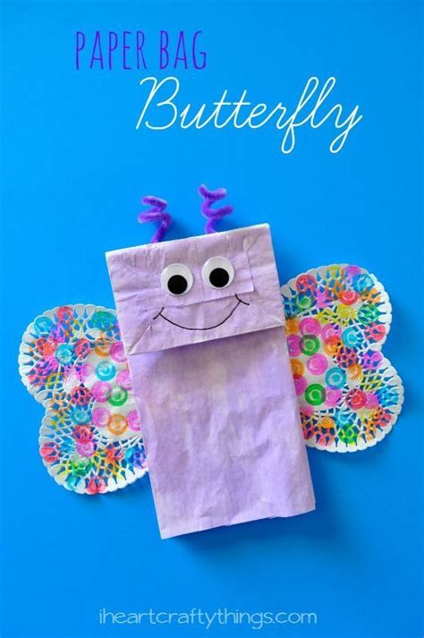 Paper Bag Butterfly Kids Craft | Butterfly crafts, Paper bag crafts