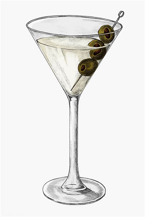 Hand Drawn Glass Of Martini Cocktail Premium Image By