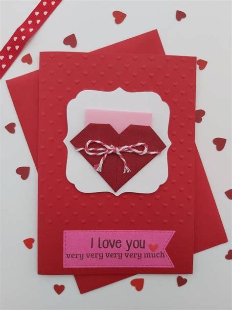 Valentines Origami Heart Card I Love You Very Very Much Etsy Uk