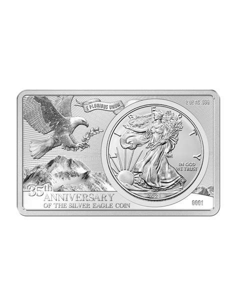 American Silver Eagle 35th Anniversary Silver Set Coin 2 1 Oz Bar