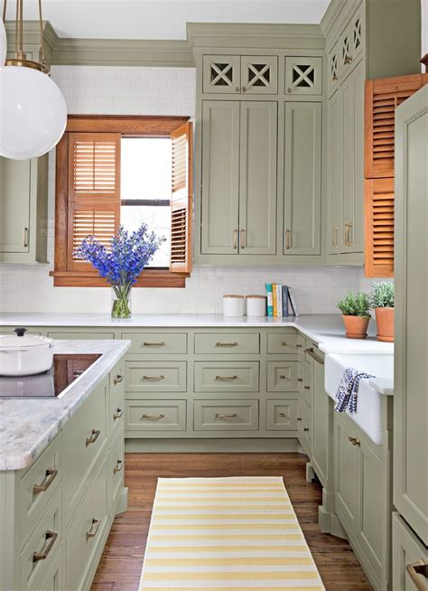Beautiful kitchen features sage green cabinets paired with white. Most Awesome Sage Kitchen Cabinet Design Ideas (31 ...