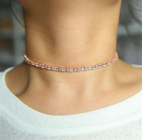 308cm Rose Gold Color Choker Necklace Fashion Aaa Zirconia Stone