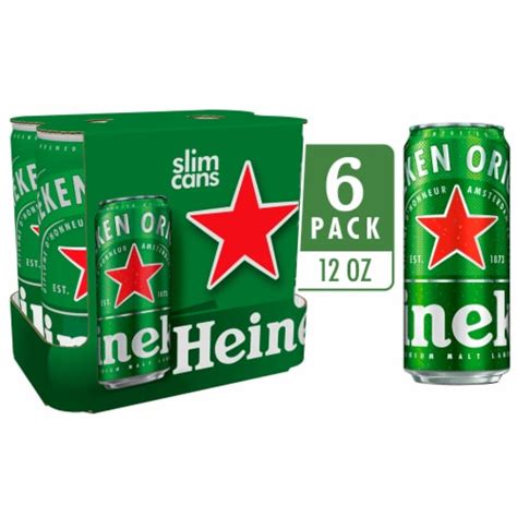 Heineken Lager Beer 6 Cans 12 Fl Oz Bakers