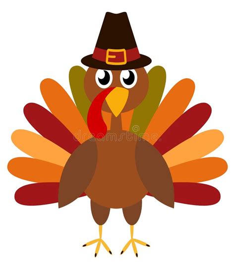 Thanksgiving Day Funny Cartoon Character Turkey Bird In Pilgrim Hat