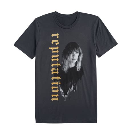 Dark Grey Tour Tee With Reputation In Gold Taylor Swift Shirts
