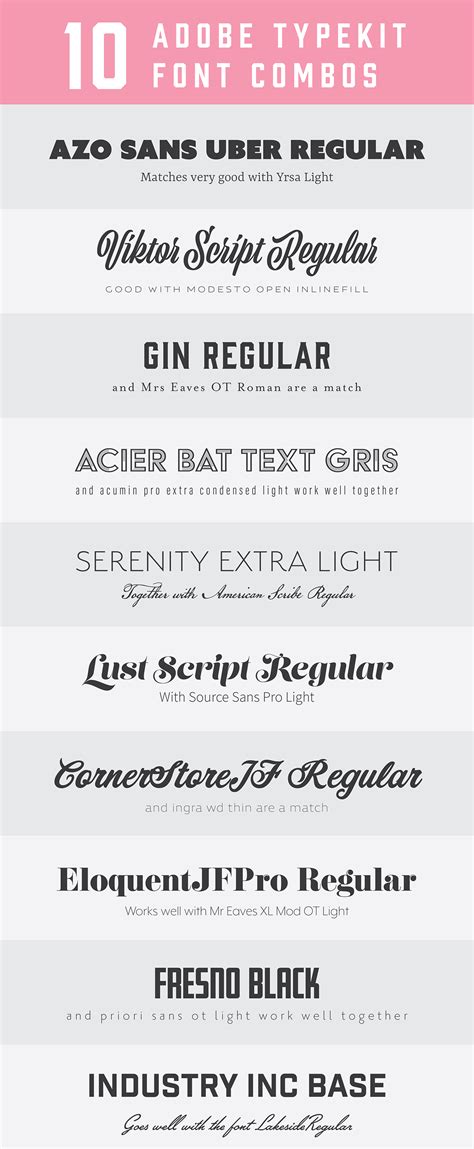 10 Adobe Typekit Font Combos Font Combos Graphic Design Fonts