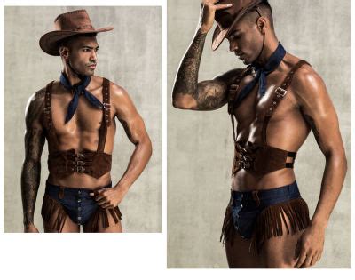 Mens Sexy Lingerie Vest Western Cowboy Style Sexy Man Cosplay Wear A Hat Underwear China