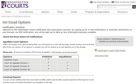 Washington State Appellate Courts Mailing List Courttrax Corporation