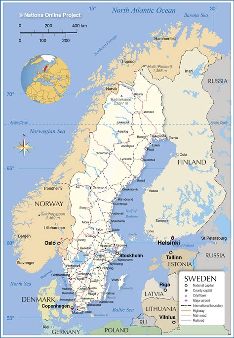 It occupies the greater part of the peninsula, which it shares with norway. Political Map of Sweden - Nations Online Project