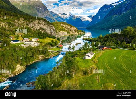 Beautiful Nature Norway Natural Landscape Lovatnet Lake Lodal Valley
