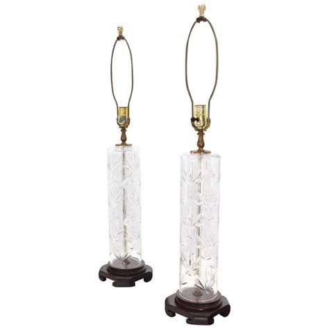 Pair Of Tall Cut Crystal Cylinder Table Lamps For Sale At 1stdibs