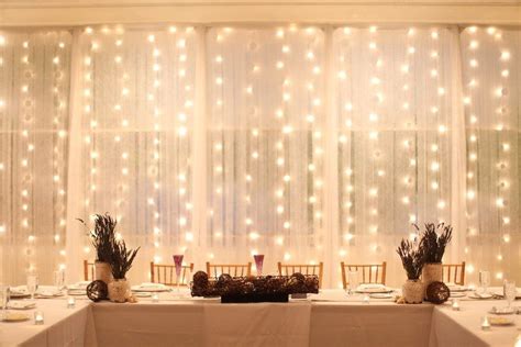 On The Stage Behind The Head Table Light Backdrop Wedding Lights