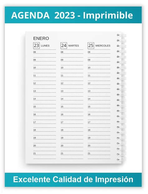 Printable Weekly Agenda 2023 Black And White Pdf Instant Download Etsy
