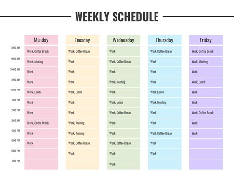 Editable Weekly Schedule Timetable Template Resource Ph