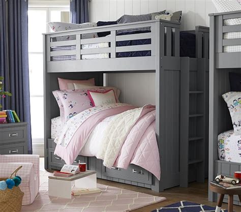 The perfect storage piece for all of those clothes or toys or….other stuff kiddos accumulate! Belden Twin-Over-Twin Bunk Bed | Pottery Barn Kids