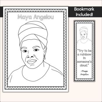 Maya Angelou Black History Month Coloring Sheets And Bookmarks TPT