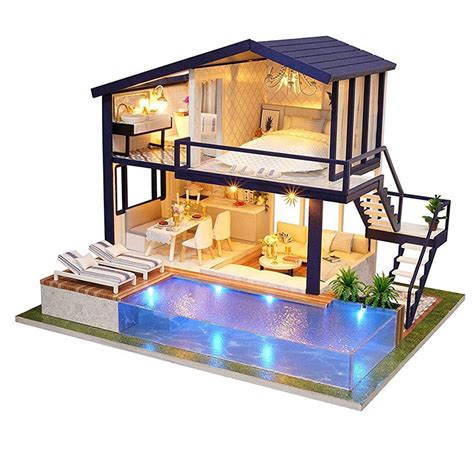 Art And Collectibles Diy Miniature Dollhouse With Furniture Kit Children