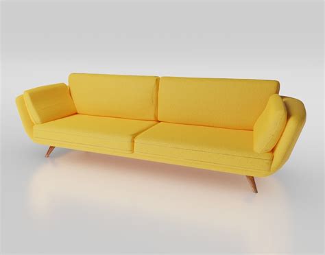 Yellow Couch 3d Asset Game Ready Cgtrader