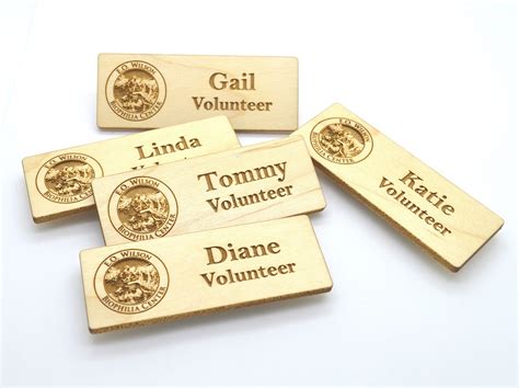 Wooden Name Badges 3x1125 Inches Laser Engraved With Magnetic