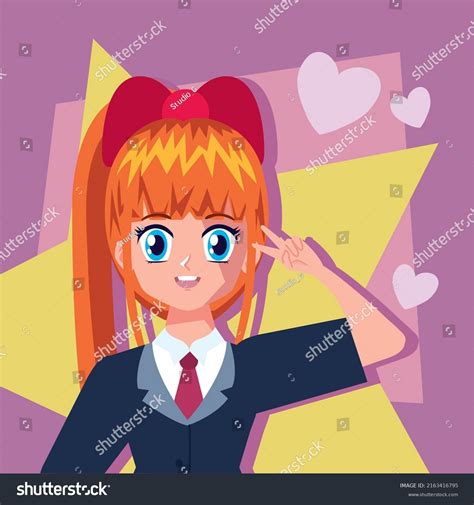 Anime Redhead Girl Star Stock Vector Royalty Free 2163416795 Shutterstock